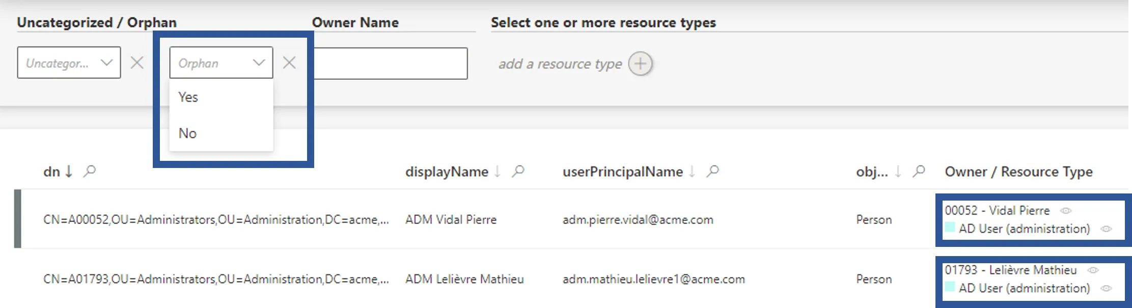 Orphaned Account List