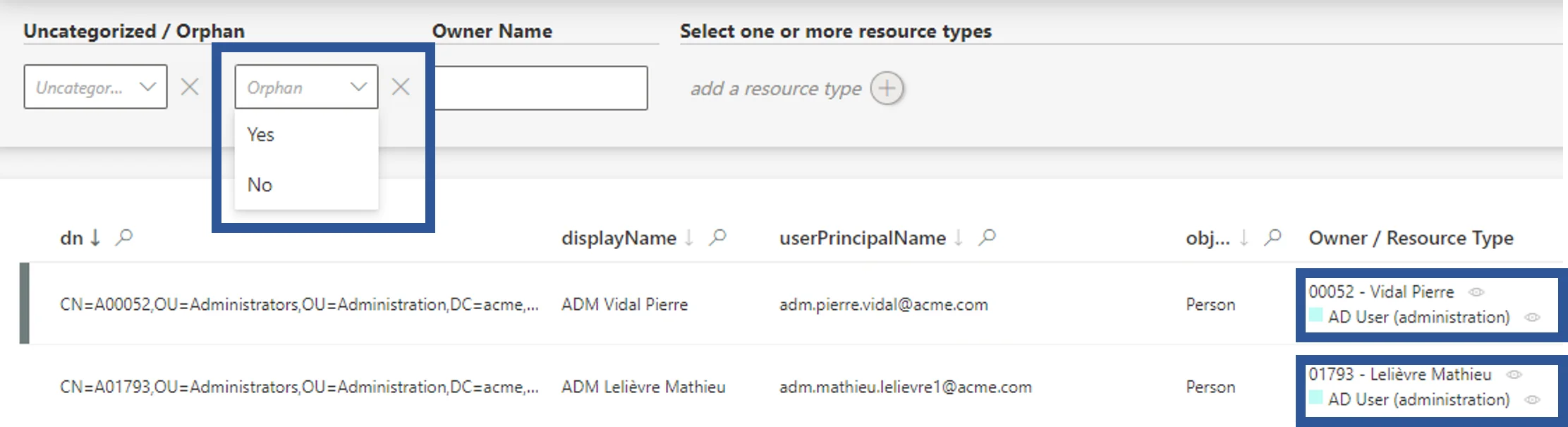 Orphaned Account List