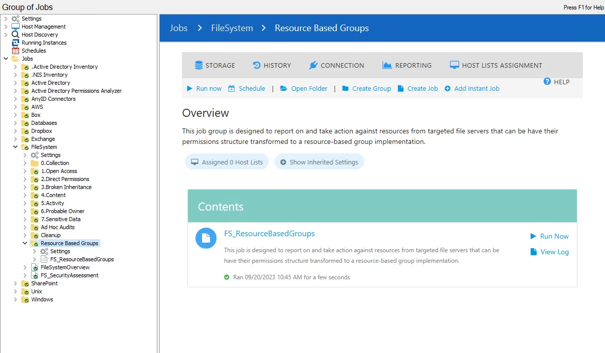 Job Group Overview page