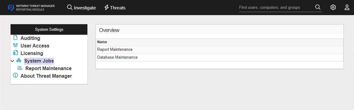 System Settings interface on the System Jobs page