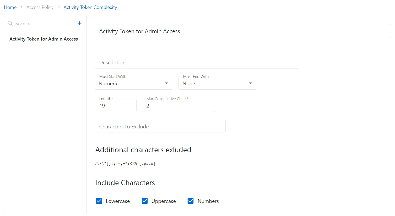 Activity Token Complexity Page