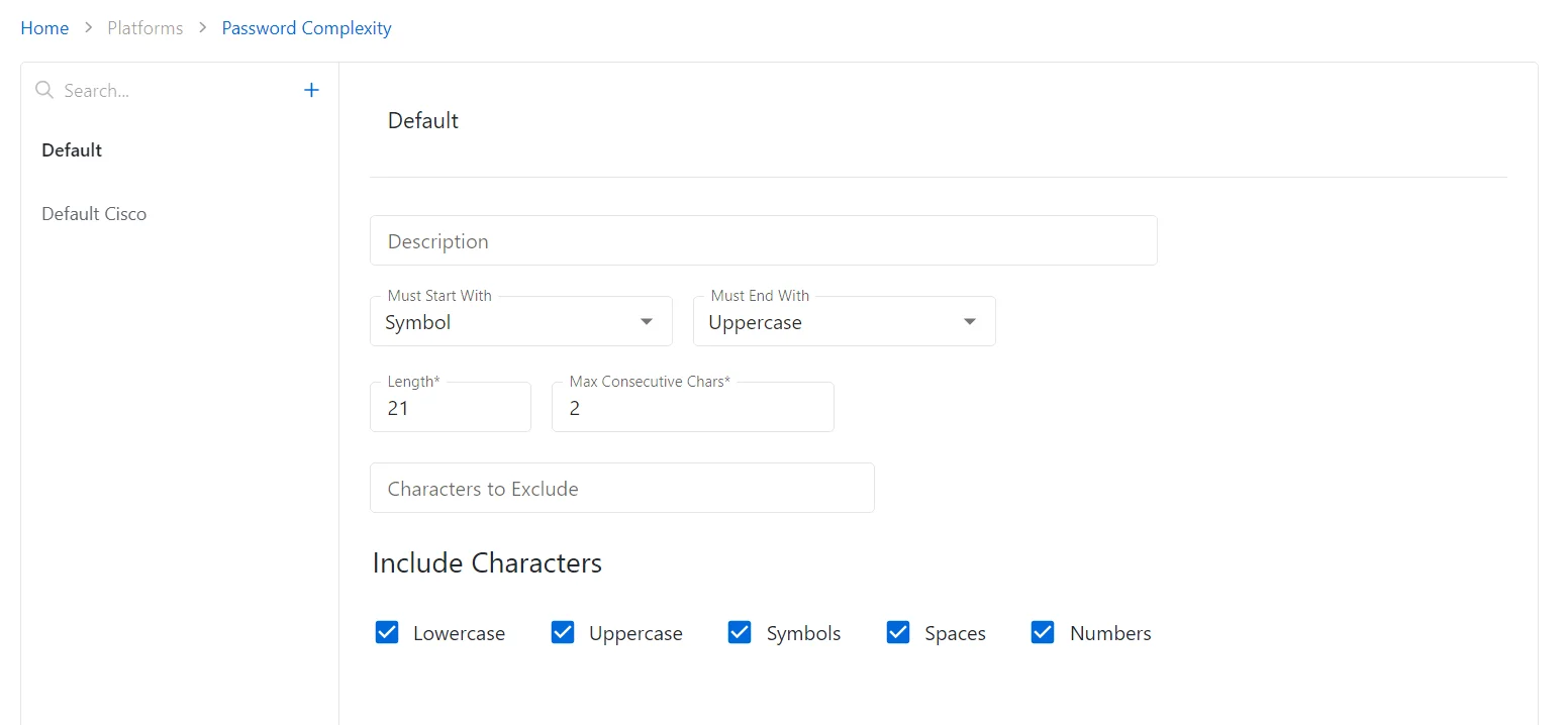 Password Complexity Page
