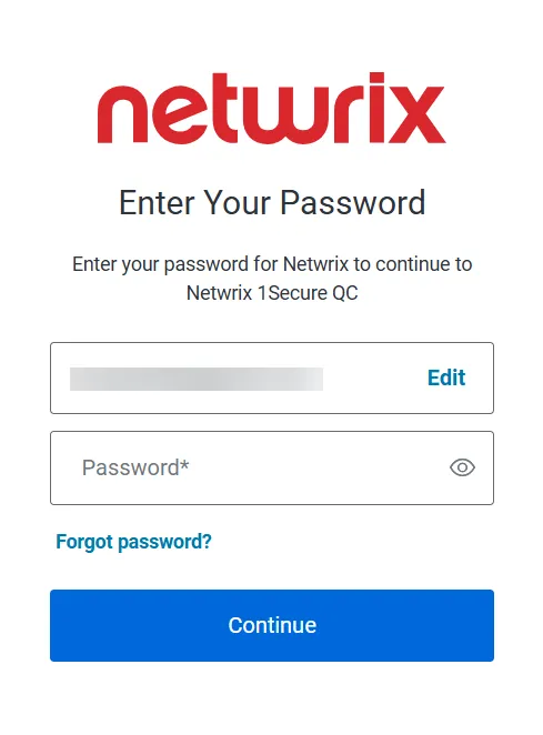 Enter Your Password page