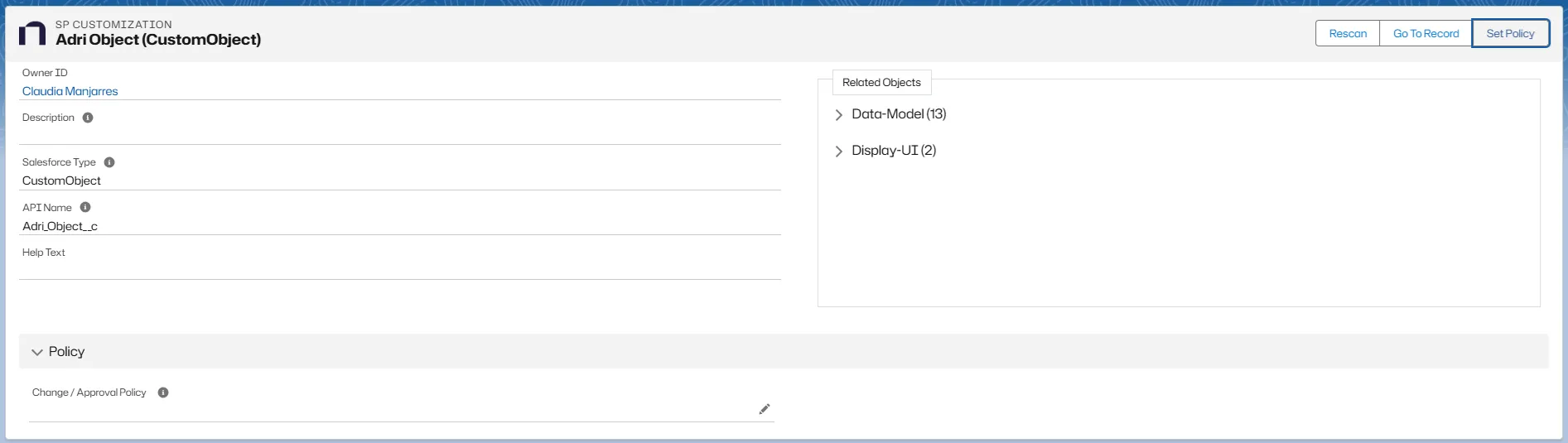 Applying a Policy from a Custom Object