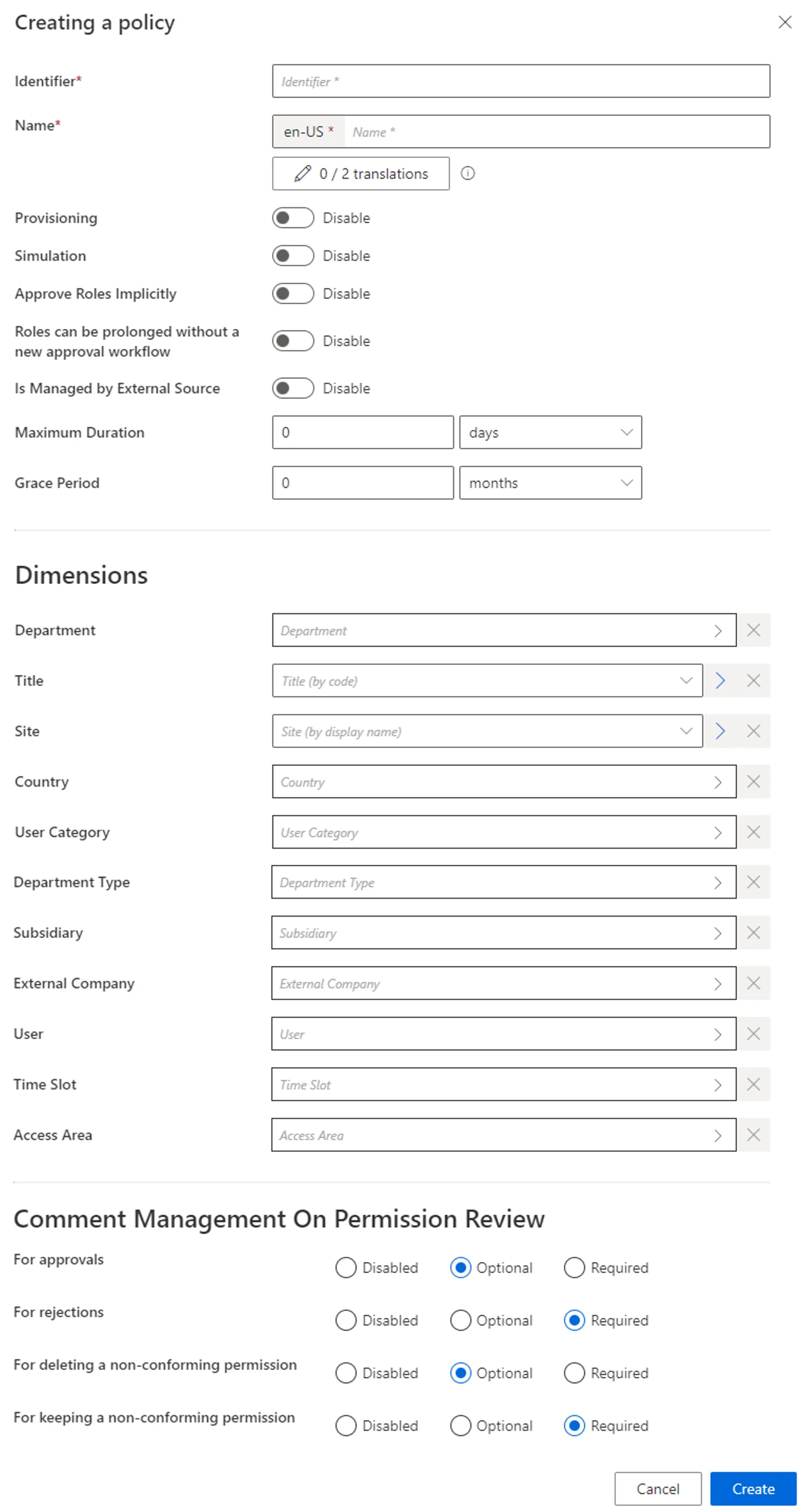 New Policy Fields