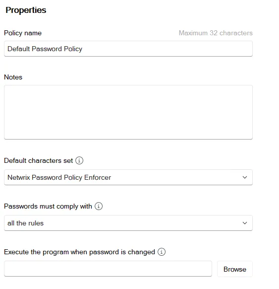 Set the Policy Properties