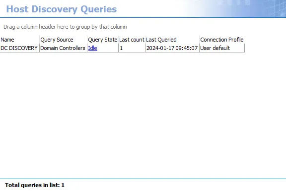 Host Discovery Queries Pane