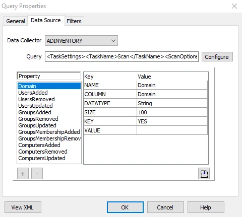 Data Source tab of Query Properties for existing Query