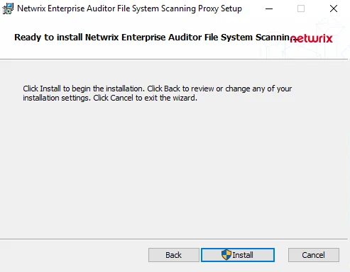 File System Proxy Setup Wizard Ready to install page