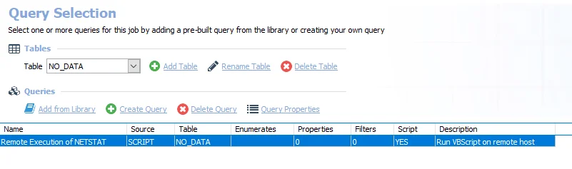 Queries for the RetrieveNetstat Job