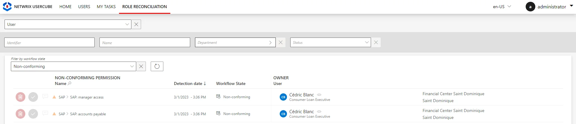Example - Role Reconciliation