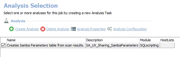Analysis Tasks for the UX_SambaConfiguration Job