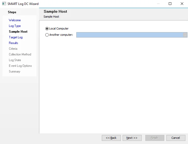 SMART Log DC Wizard Sample Host page