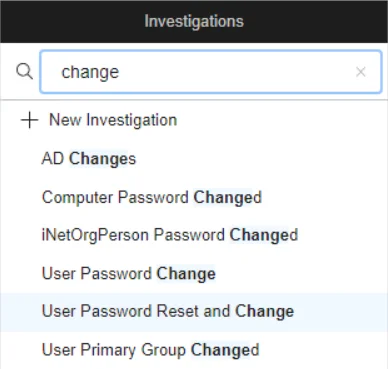 Investigations Search showing matching results