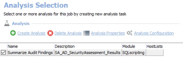 Analysis Selection