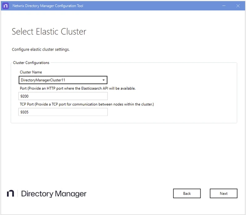 Select Elastic Cluster page