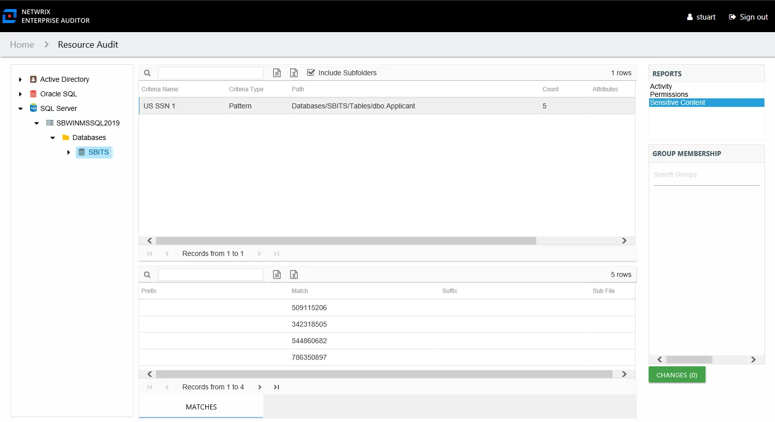 Sensitive Content report for imported data