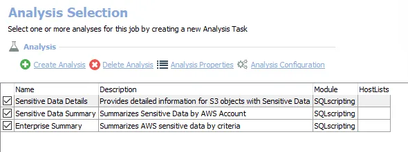 Analysis Tasks for the AWS_SensitiveData Job