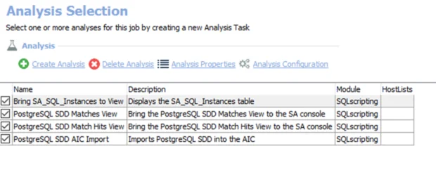 Analysis Selection