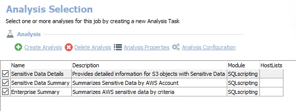 Analysis Tasks for the AWS_SensitiveData Job