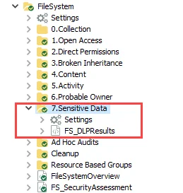 7.Sensitive Data &gt; FS_DLPResults Job in the Jobs Tree
