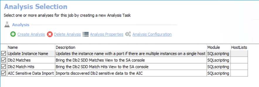 Analysis Selection