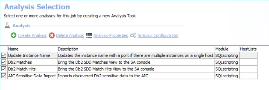 Analysis Selection