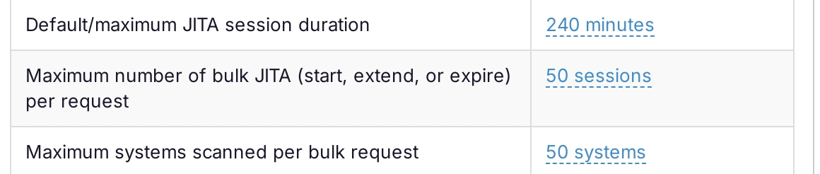 The bulk action limits on the Server screen