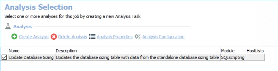 Analysis Selection