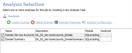 Analysis Tasks for the SG_ServiceAccounts Job