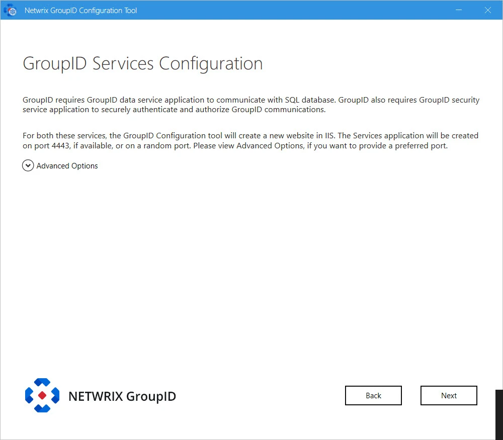 Services Configuration page