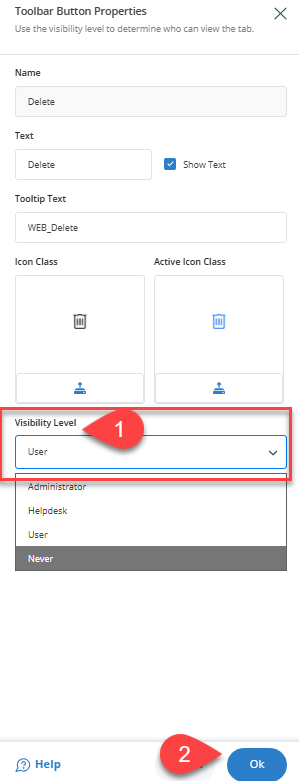 Setting Visibility Role for Delete option