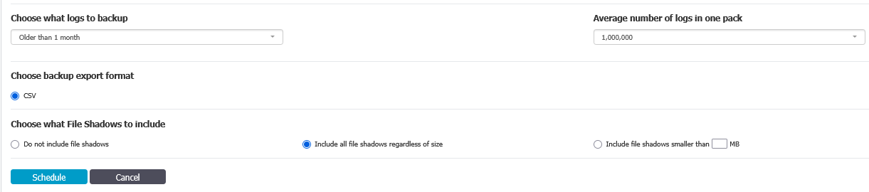 Select old logs to backup in Endpoint Protector