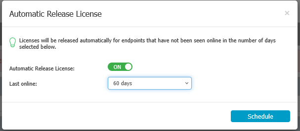 Automatic License Release configuration in Endpoint Protector