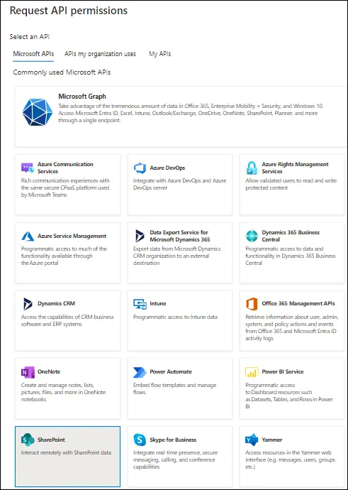 SharePoint API card