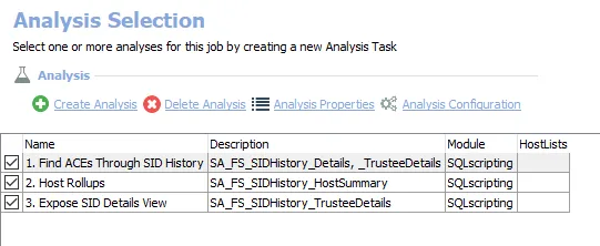 Analysis Tasks for the FS_SIDHistory Job