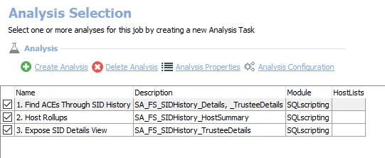 Analysis Tasks for the FS_SIDHistory Job