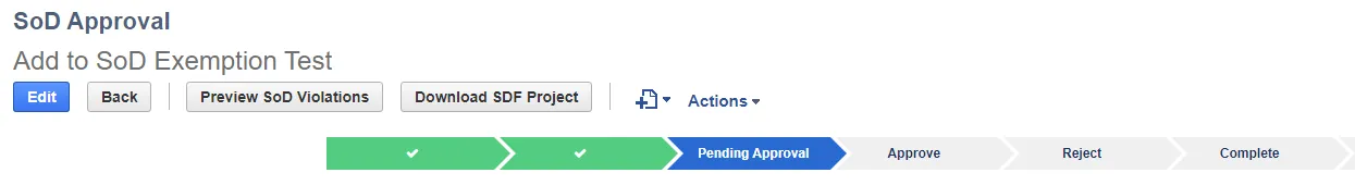 New Request created from Add Employee to SoD Exemption button