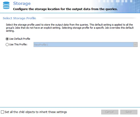 Job Group Storage Settings