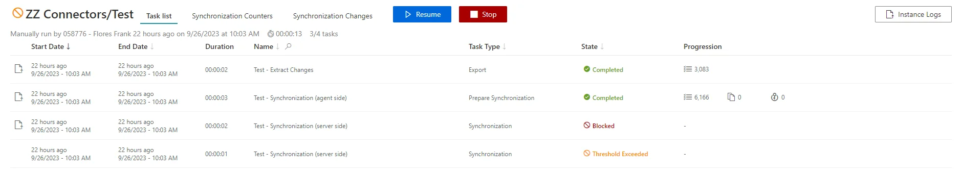 Job progress