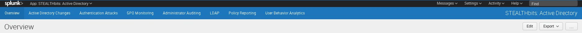 Active Directory App for Splunk - Top Ribbon