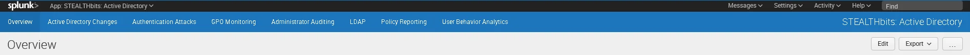 Active Directory App for Splunk - Top Ribbon