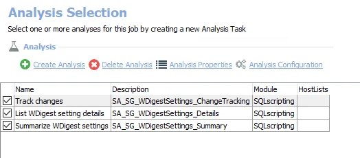 Analysis Tasks for the SG_WDigestSettings Job