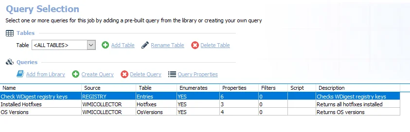 Queries for the SG_WDigestSettings Job