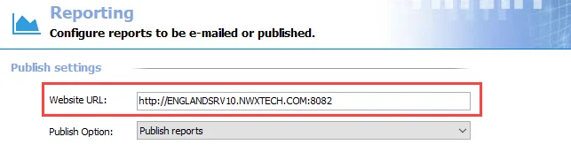 Website URL on Global Settings Reporting page