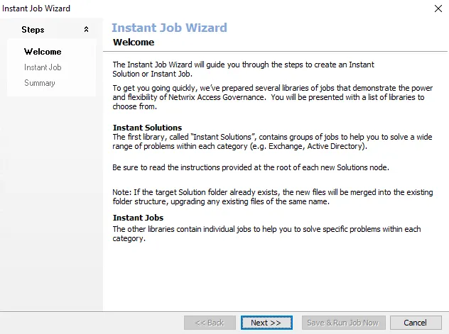 Instant Job Wizard Welcome page