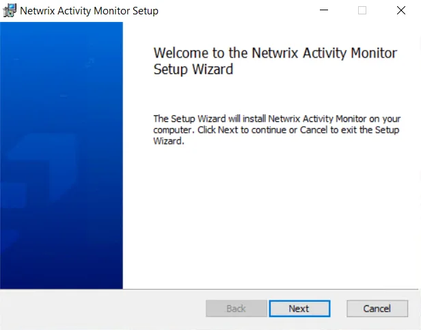 Activty Monitor Setup Wizard - Welcome Page