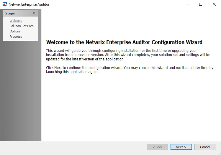 Setup Wizard Welcome page