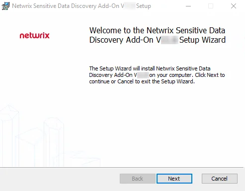 SDD Add-on Setup Wizard Welcome page