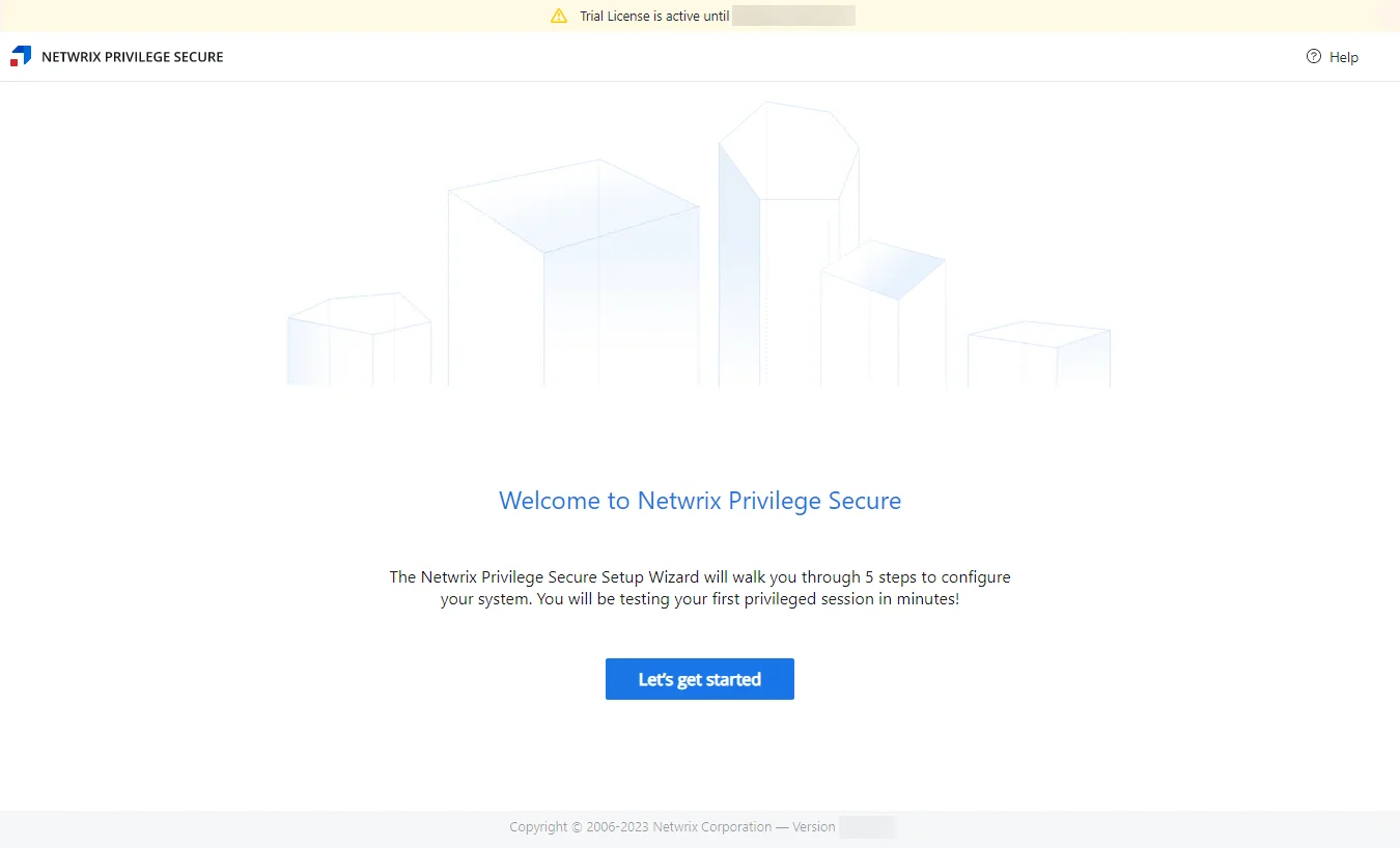 Setup Wizard on the Welcome page